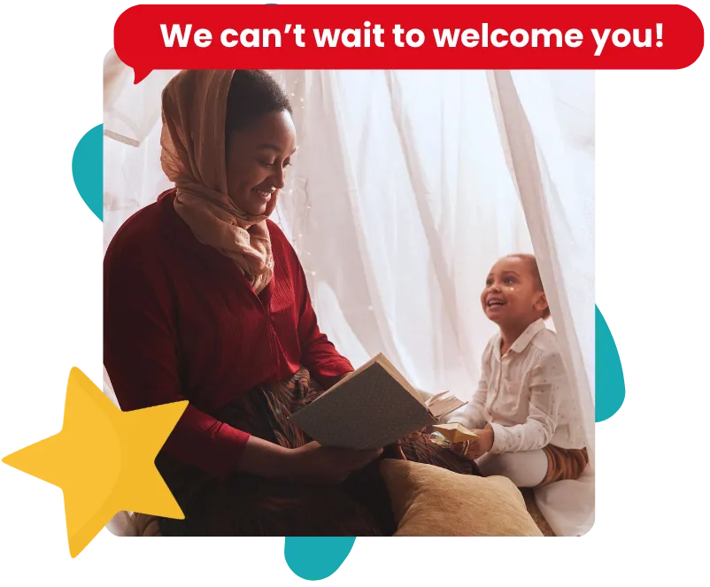 teacher  reading to child at nursery in Leicester