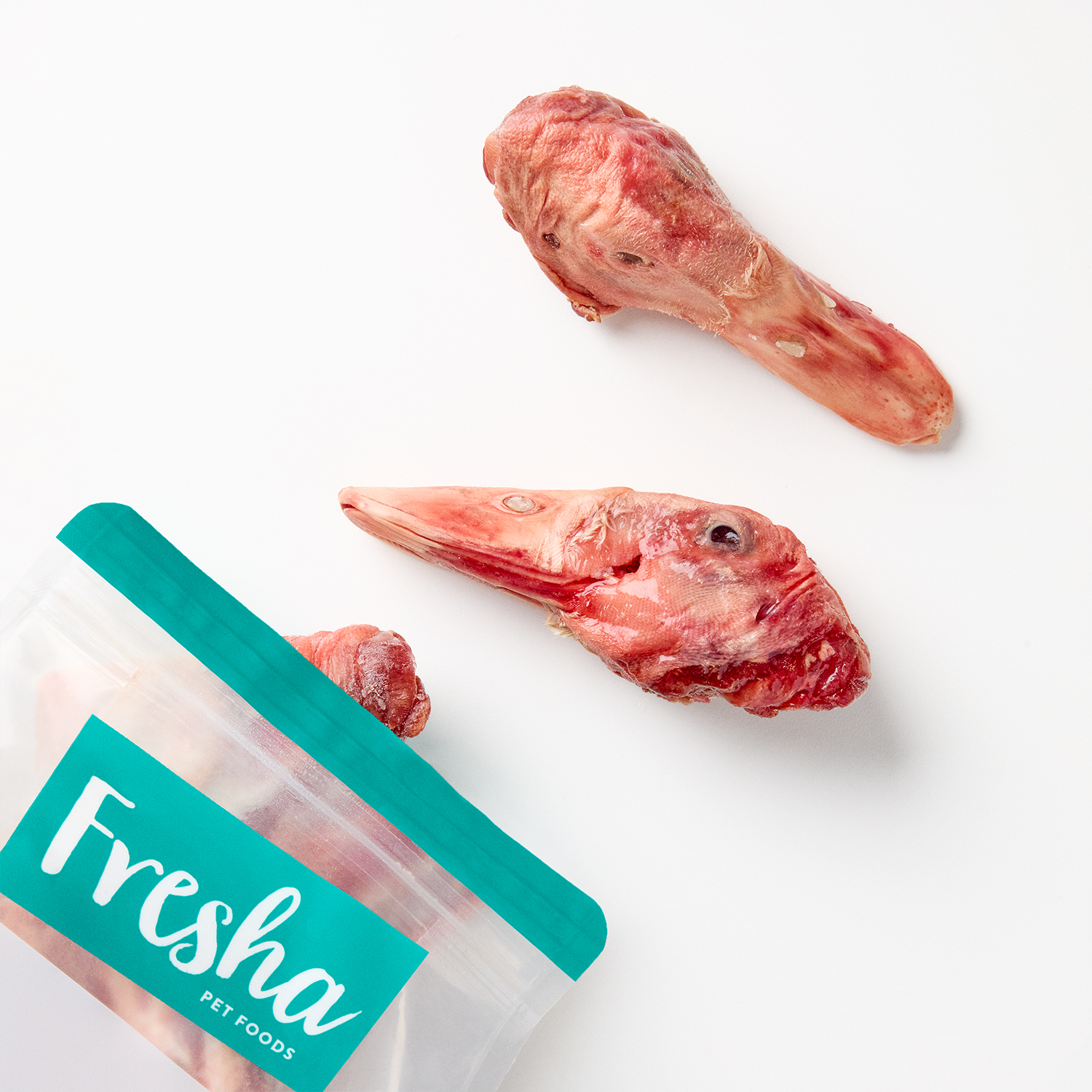 Raw duck head bones for dogs