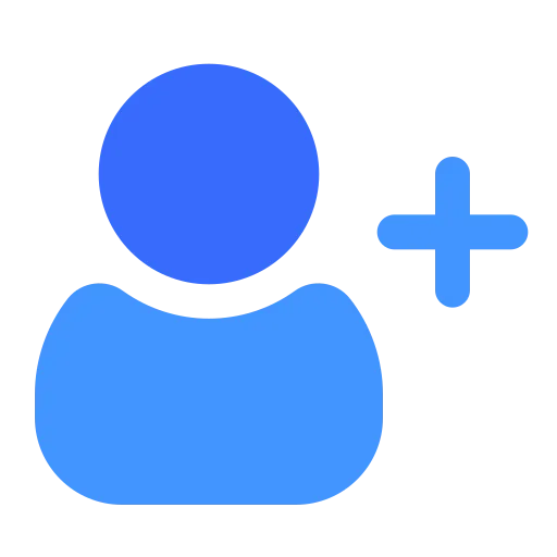 Blue Person with Plus Sign Icon . Social Media Follow Icon Icon