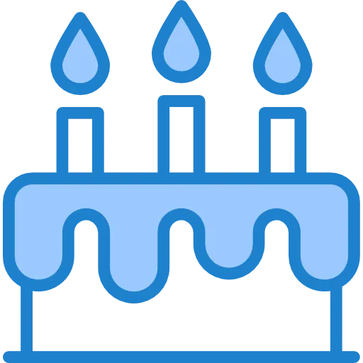 Blue Birthday Cake With Three Candles on Top Icon Logo