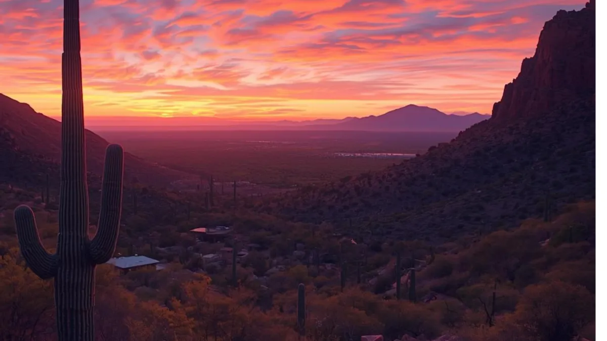 A diverse team of three construction professionals in safety vests and hard hats reviewing blueprints at a dusty job site, with heavy equipment in the background, under bright midday sun. The image is candid, documentary-style, and emphasizes teamwork and safety.