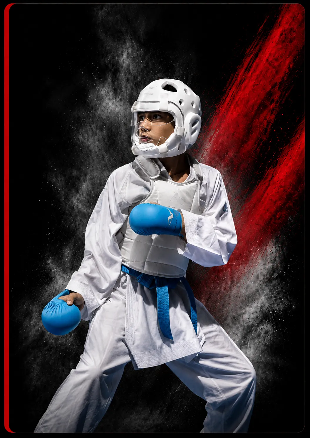 Atleta de karate entrenando disciplina