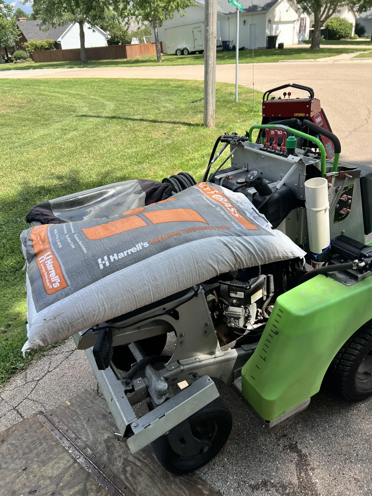 Freshly mowed residential lawn with clean striping in Aurora, IL