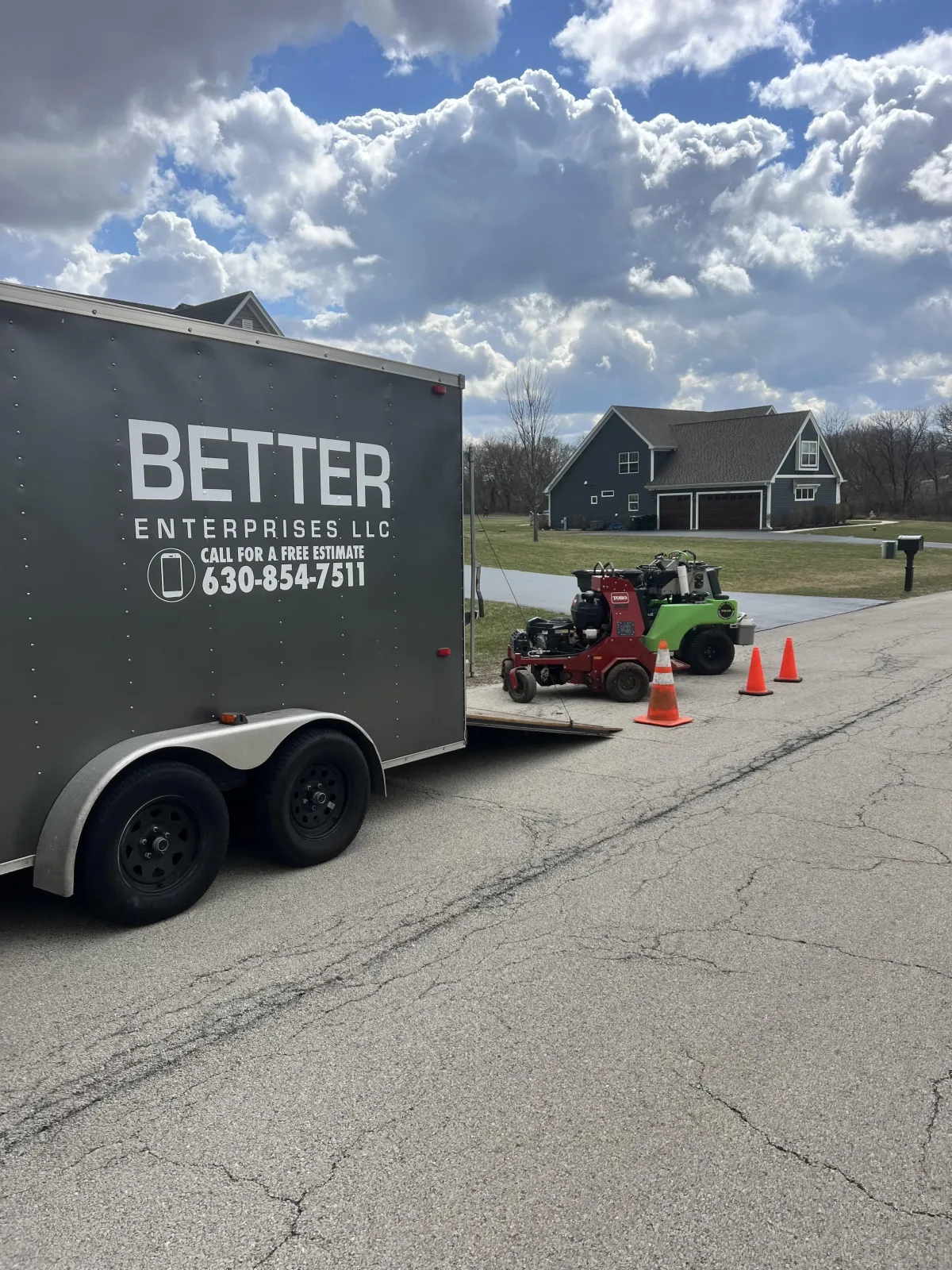 Front lawn fertilization application at a home in Montgomery