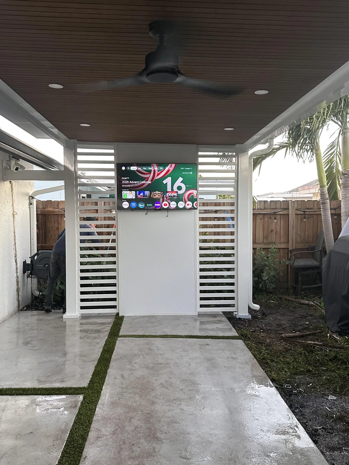 Aluminum pergola with ceiling fans in Miami-Dade FL