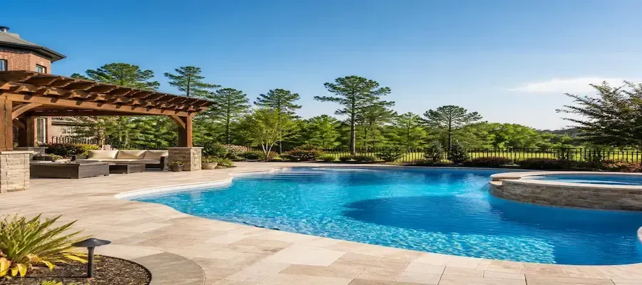 Beautiful backyard pool in Lexington SC maintained by Palmetto Pool Solutions