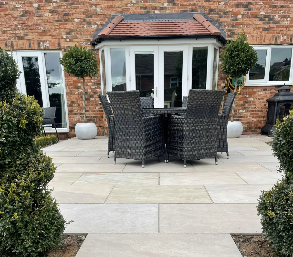 Patio repair in Gosport - sunken slabs relevelled by Four Seasons Fencing & Landscaping