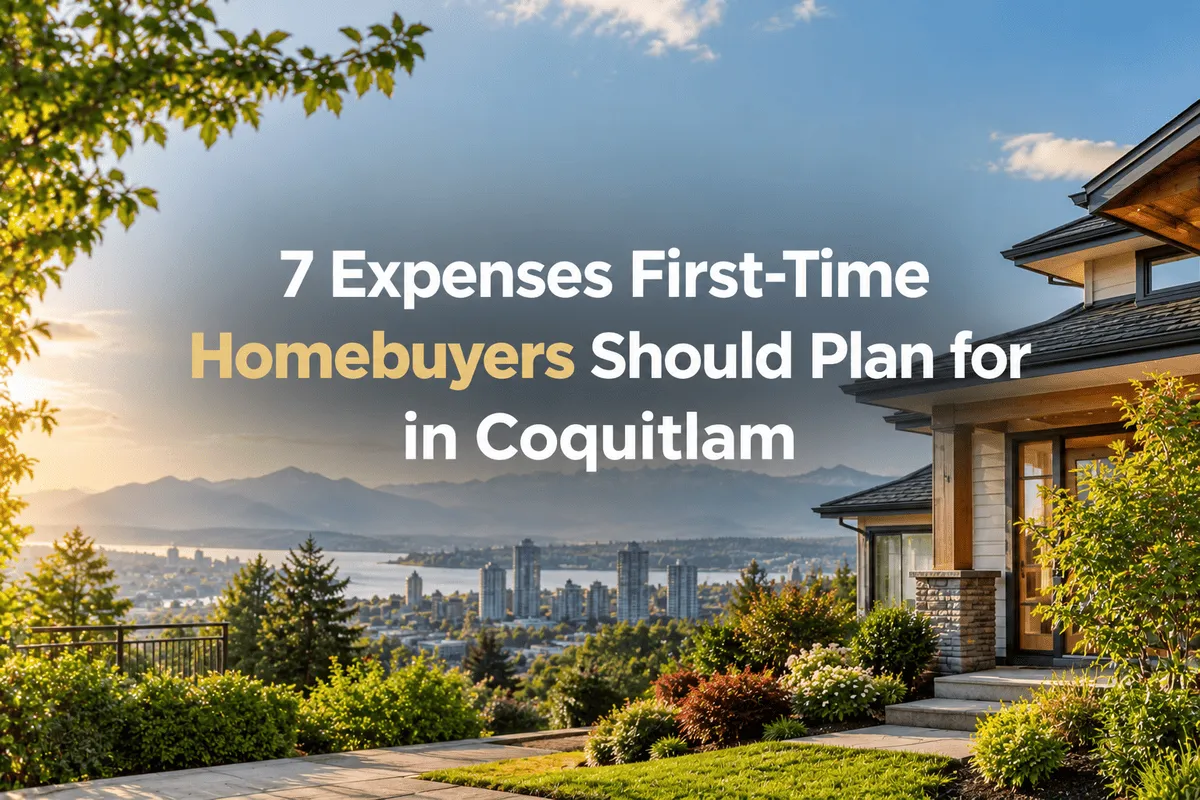First-time homebuyers reviewing expenses before purchasing a home in Coquitlam