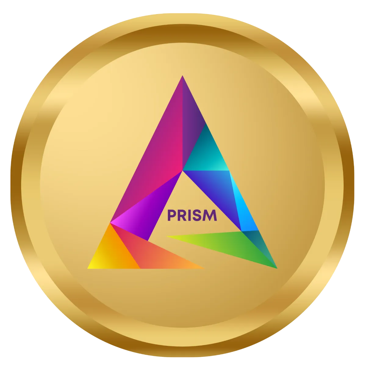 PRISM logo on a gold plate