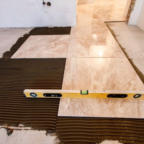 patio construction with laminate flooring access