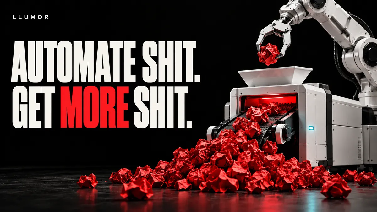 Automate shit. Get more shit: a robotic machine turns one crumpled paper ball into a mountain of rubbish.
