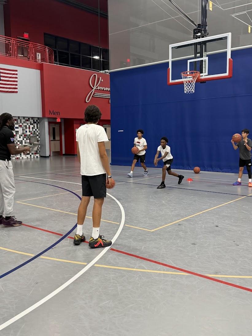 group of people playing basketball