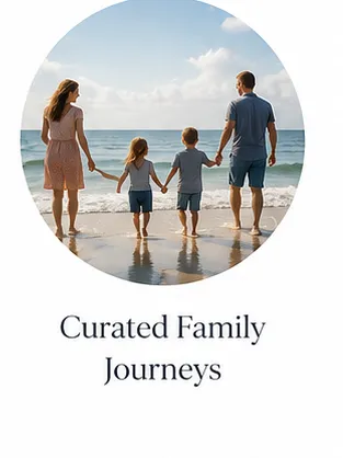 Family walking along a beautiful beach during a personalized luxury family vacation