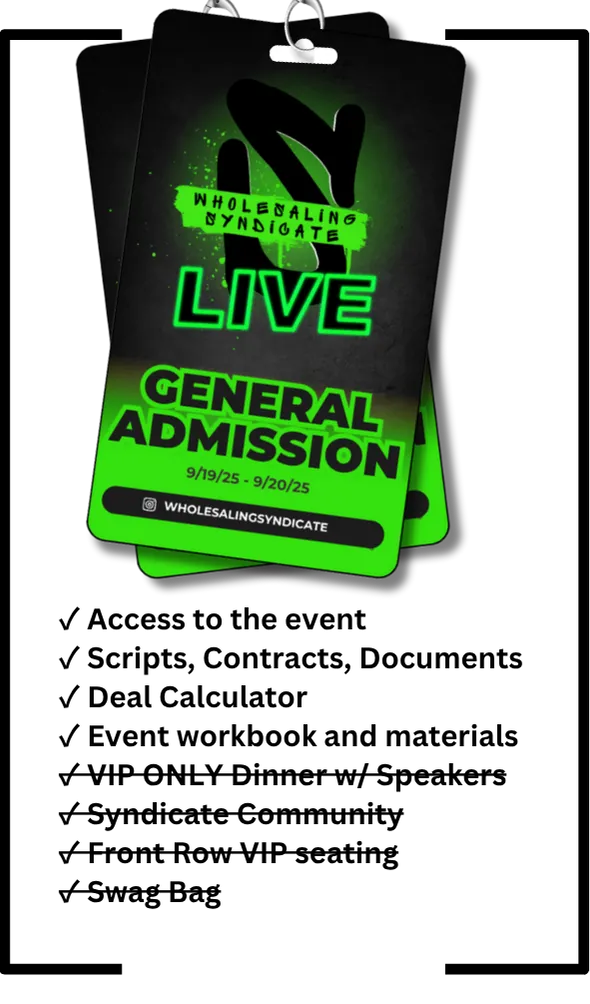 Wholesaling Syndicate Live 2025 - General Admission Tickets
