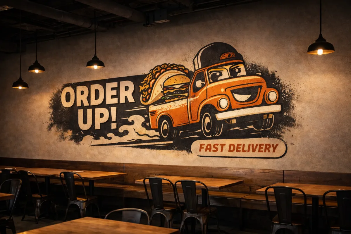 High-resolution wall printing installed in a university campus environment