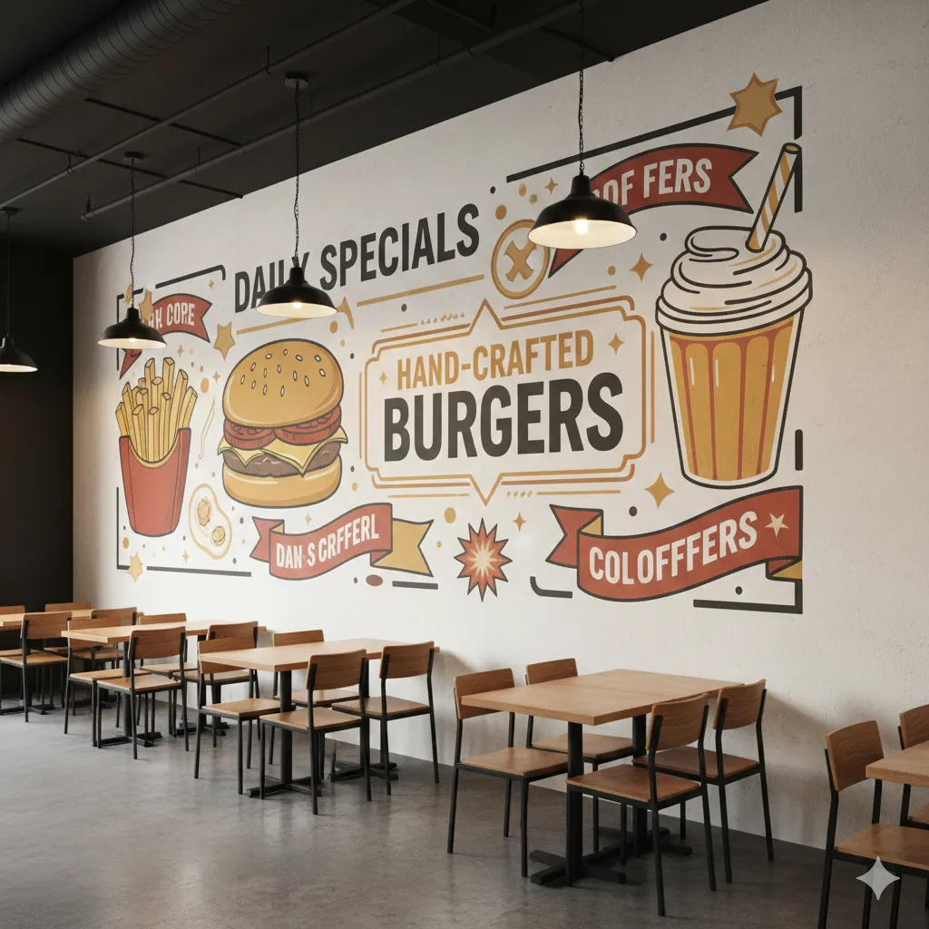 High-resolution wall printing installed in a hotel and hospitality environment