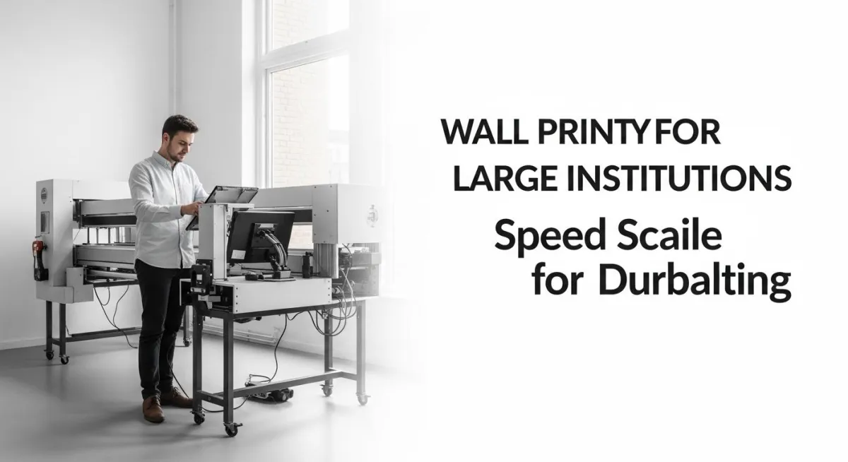 Direct-to-wall printing installation in large institutional corridor for durable seam-free wall graphics