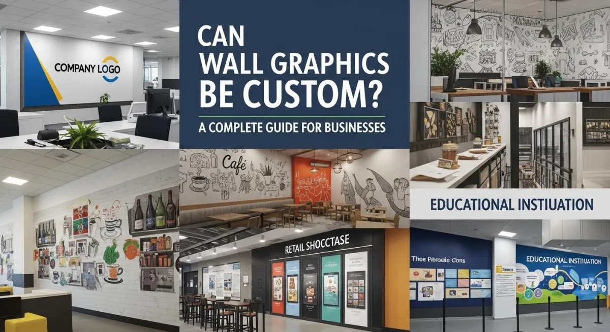 Custom wall graphics mural installed in modern commercial office interior