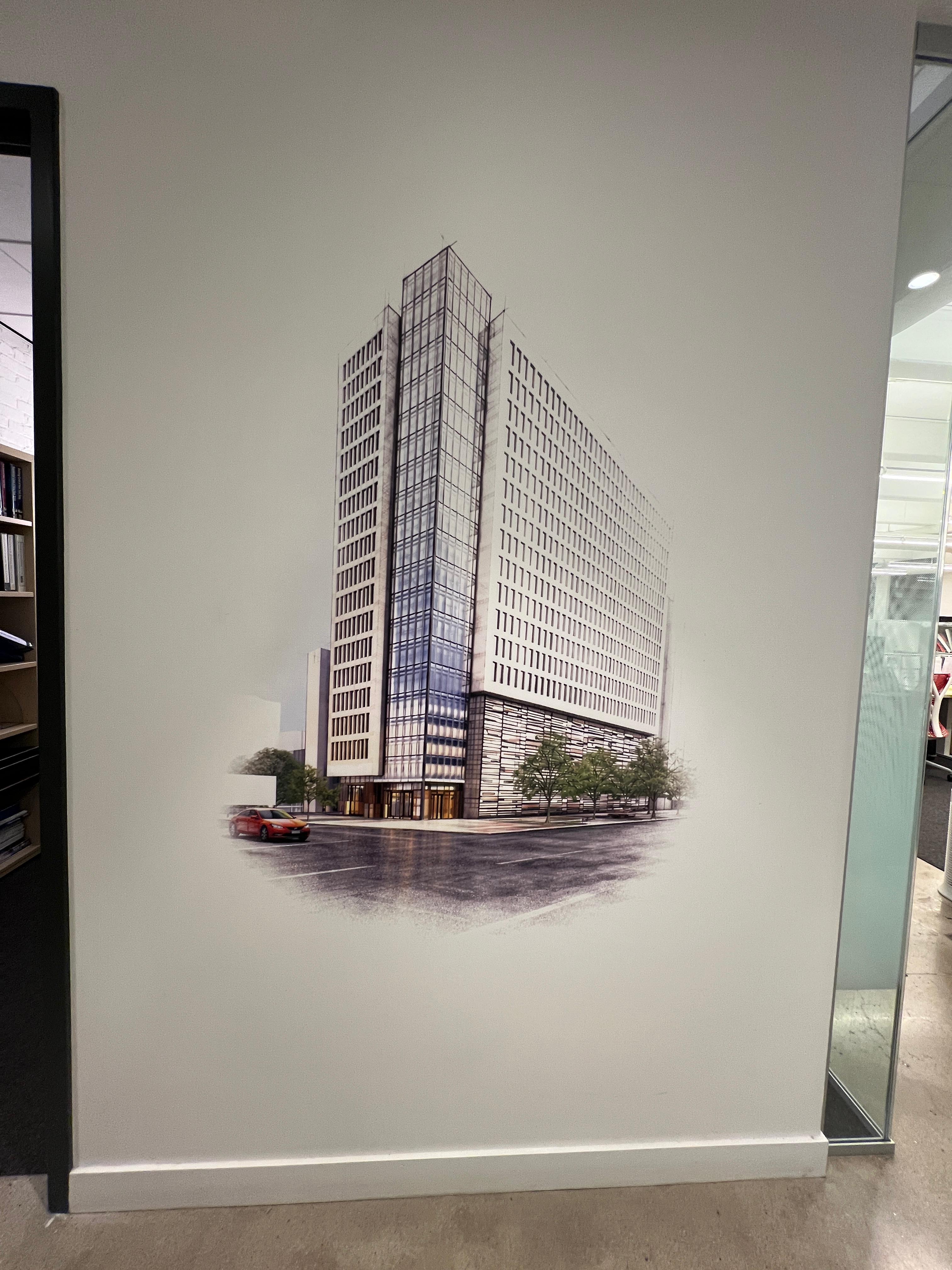 Corporate headquarters lobby · Painted drywall · NYC