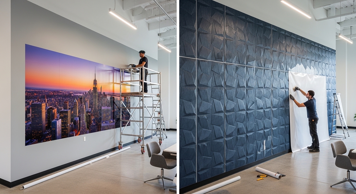 Direct-to-Wall Printing vs. Vinyl Wall Coverings: Which Solution Fits Your Commercial Interiors