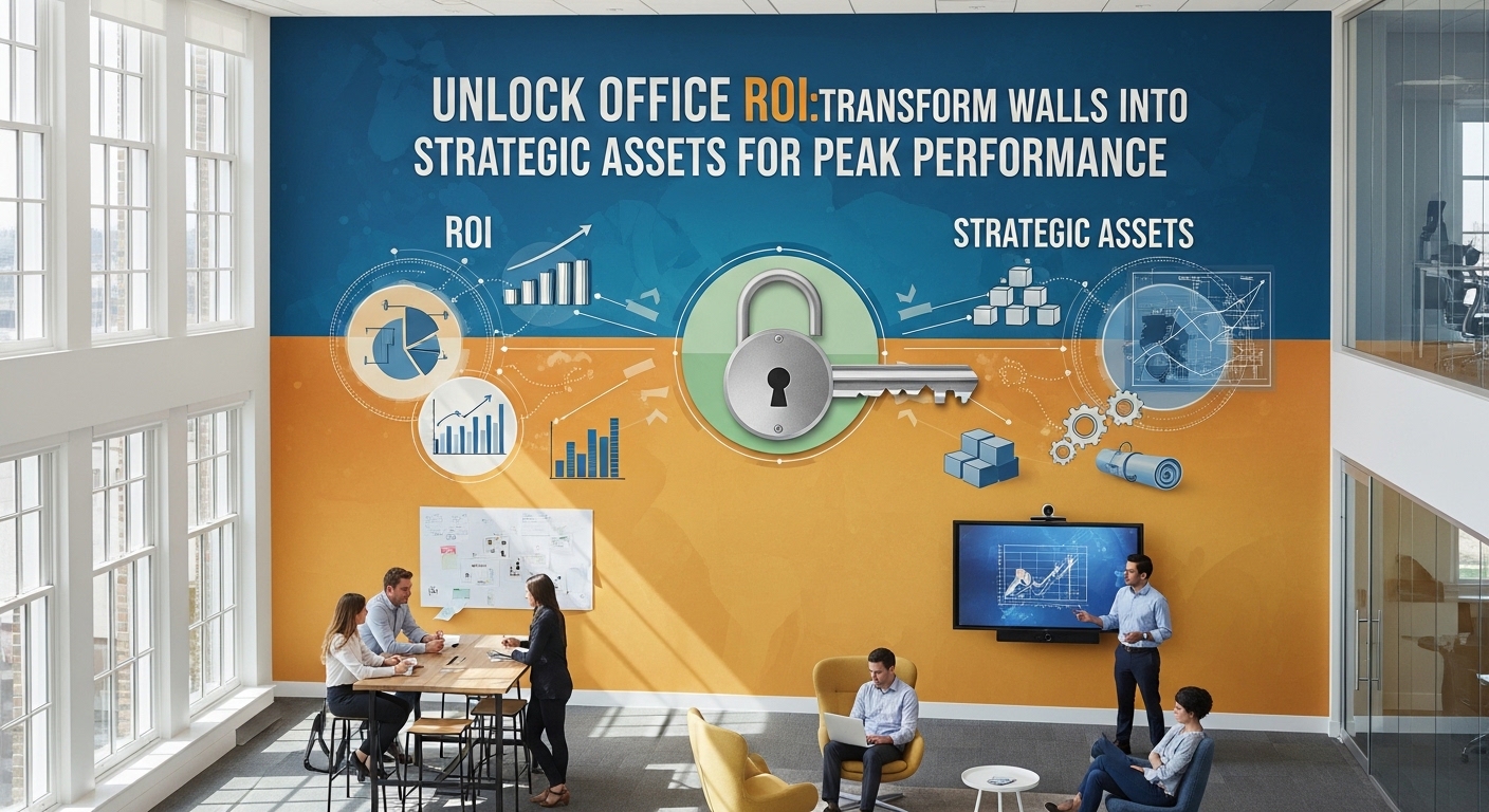 Custom high-resolution wall mural in a modern corporate office space by East Coast Mural Pros, transforming blank walls into branded strategic assets for employee engagement and peak performance