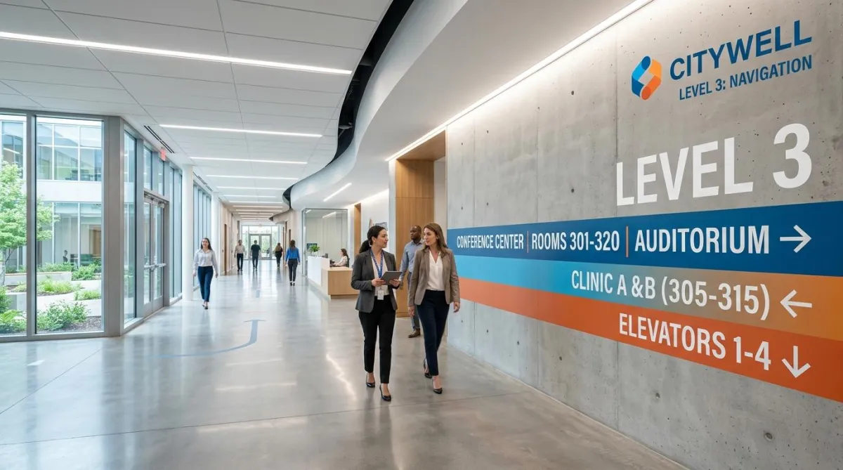 How We Design Wayfinding Wall Graphics That Guide Visitors Without Cluttering Spaces