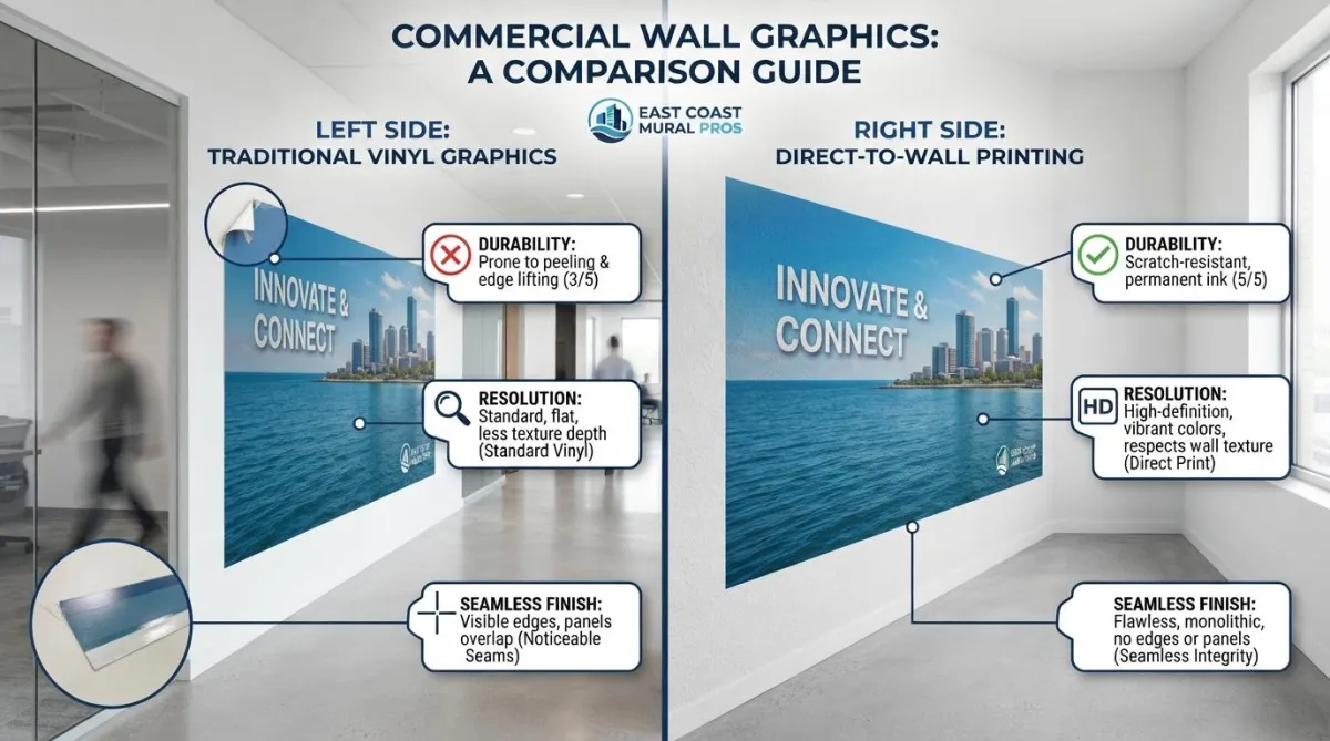 Commercial wall graphics comparison guide by East Coast Mural Pros