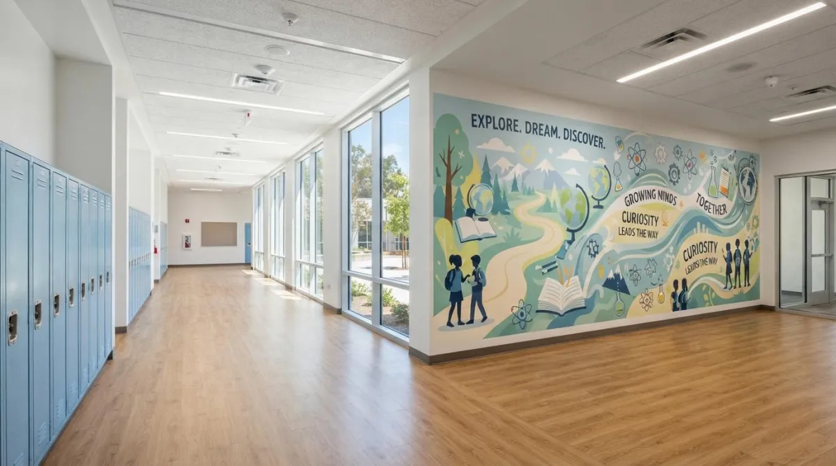Custom school hallway wall mural printed in Westchester County NY — East Coast Mural Pros