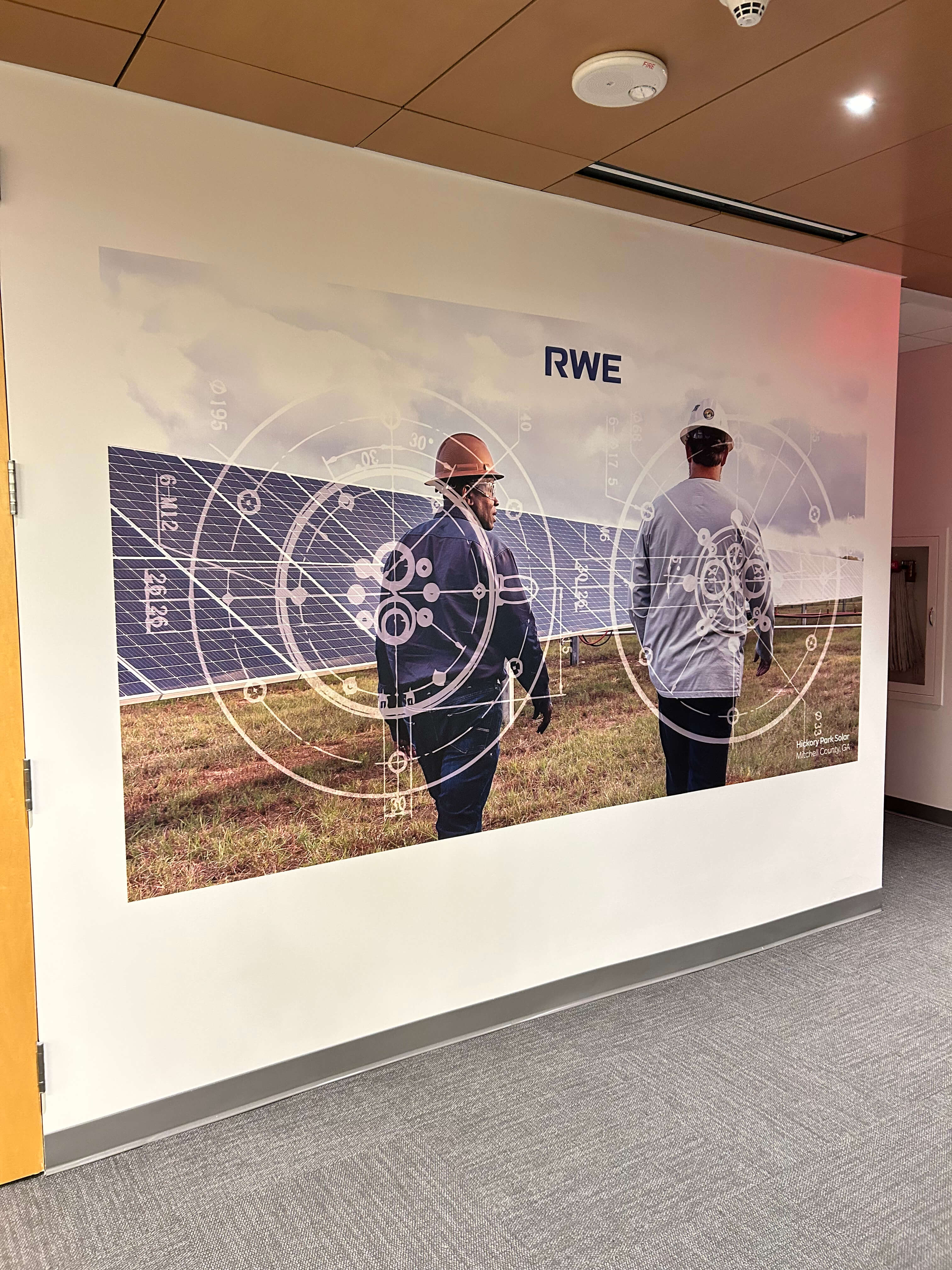 Office wall mural printing with modern design graphics