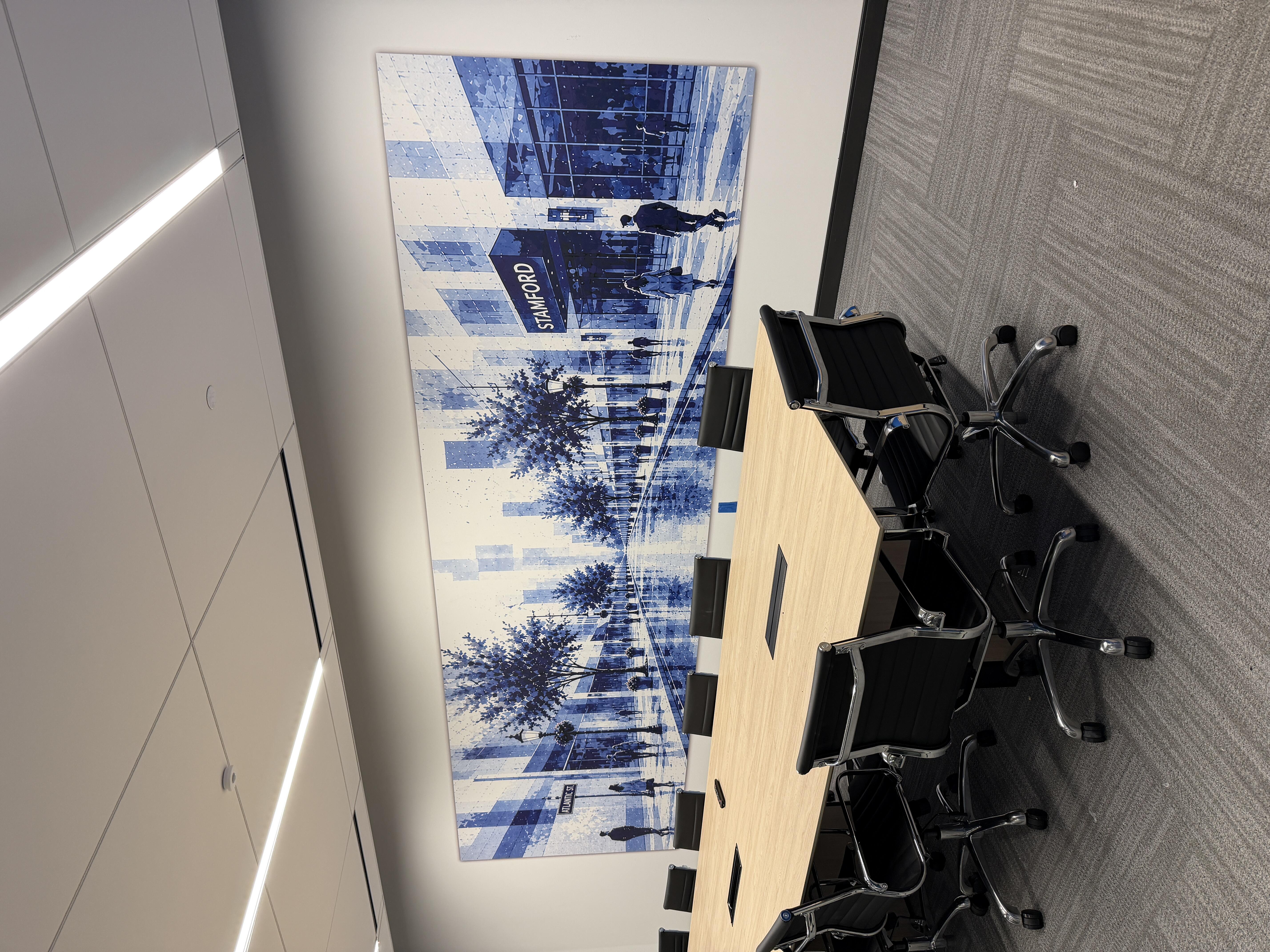 Office wall mural printing with modern design graphics