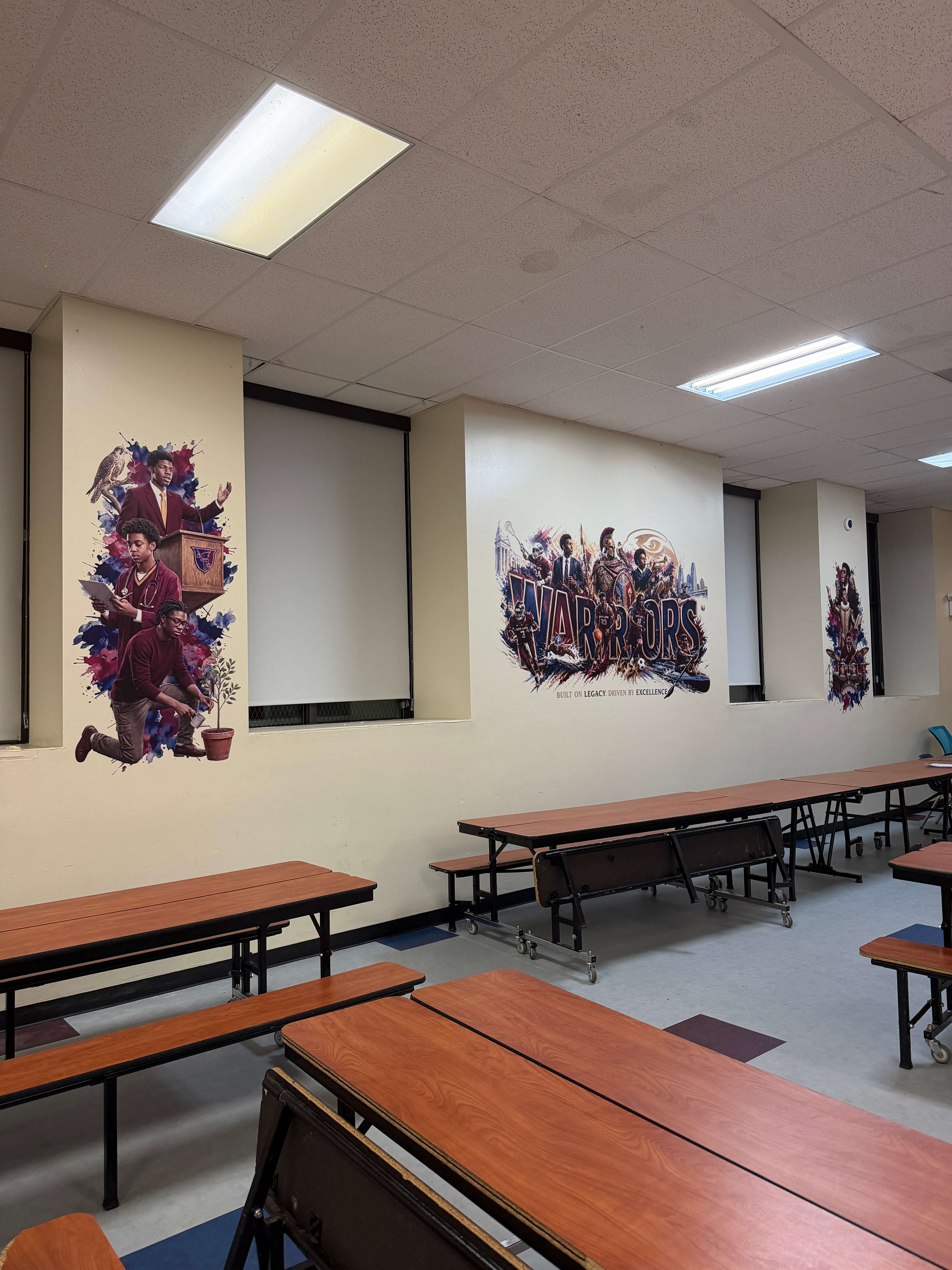 Restaurant wall mural with custom printed artwork