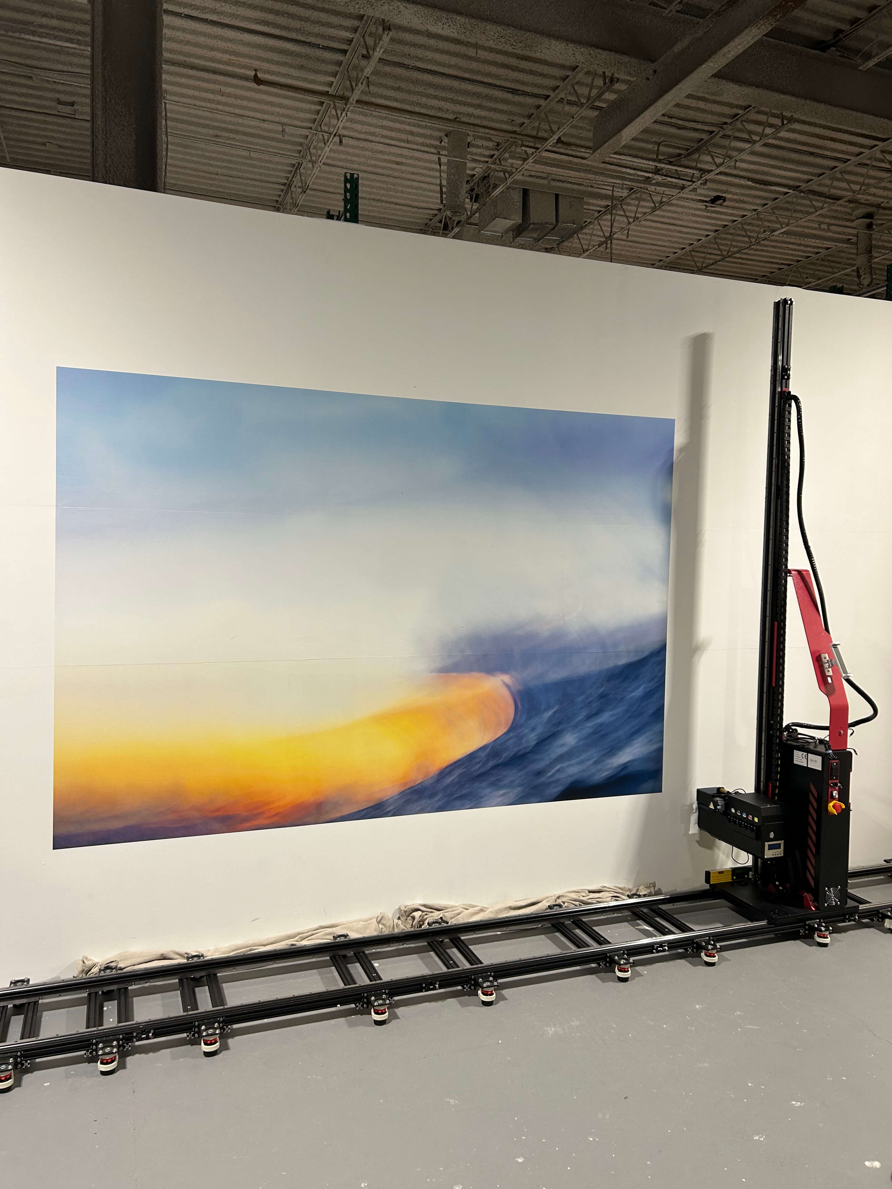 Art gallery wall mural installation for exhibition