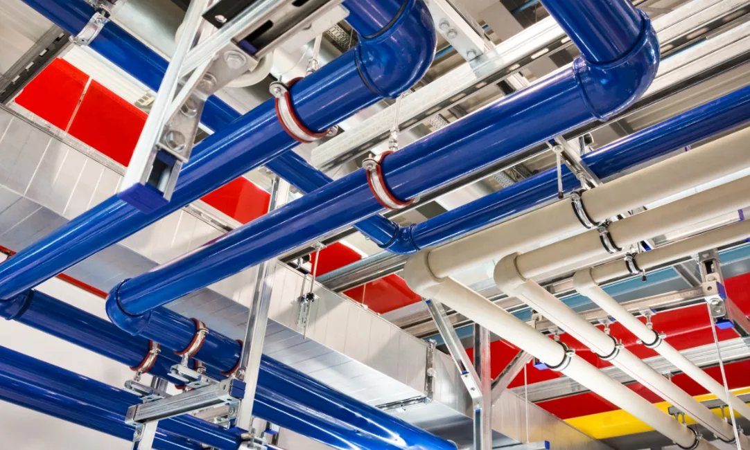 Commercial pipes in a Central Texas facility