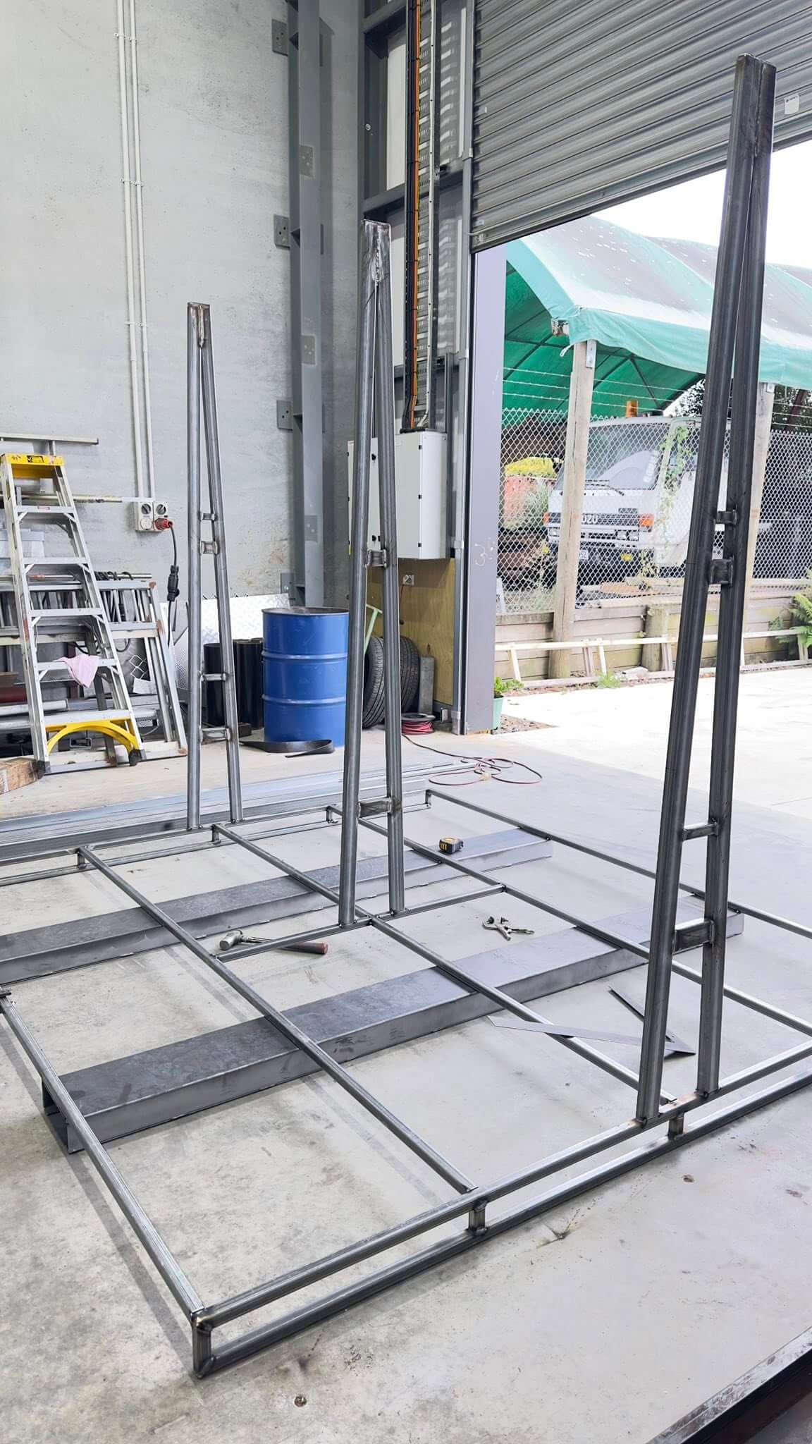 Custom steel frame fabrication in Hamilton welding workshop Waikato