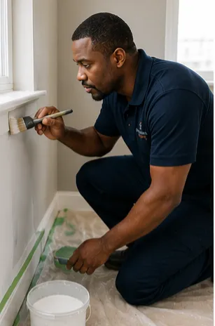 Cleaner preparing an Airbnb apartment for the next guest