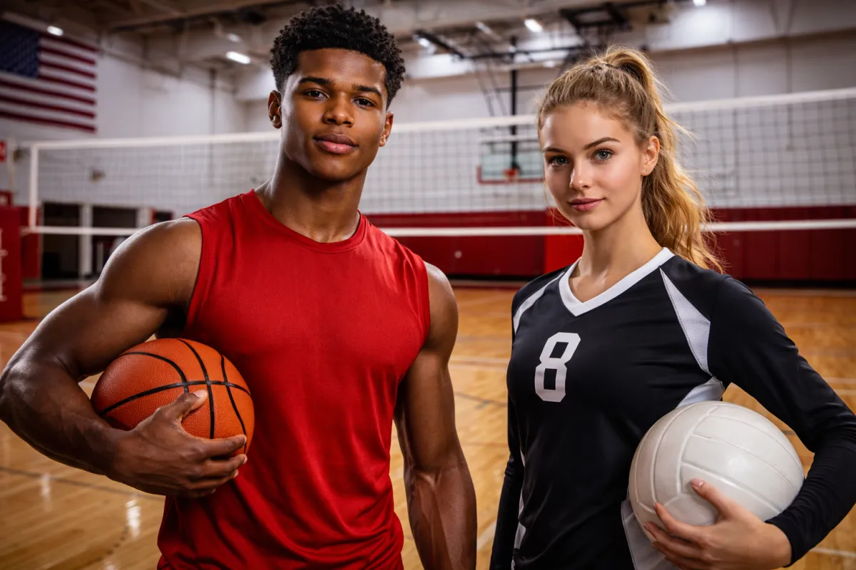 Picture of two athletes in gymnasium