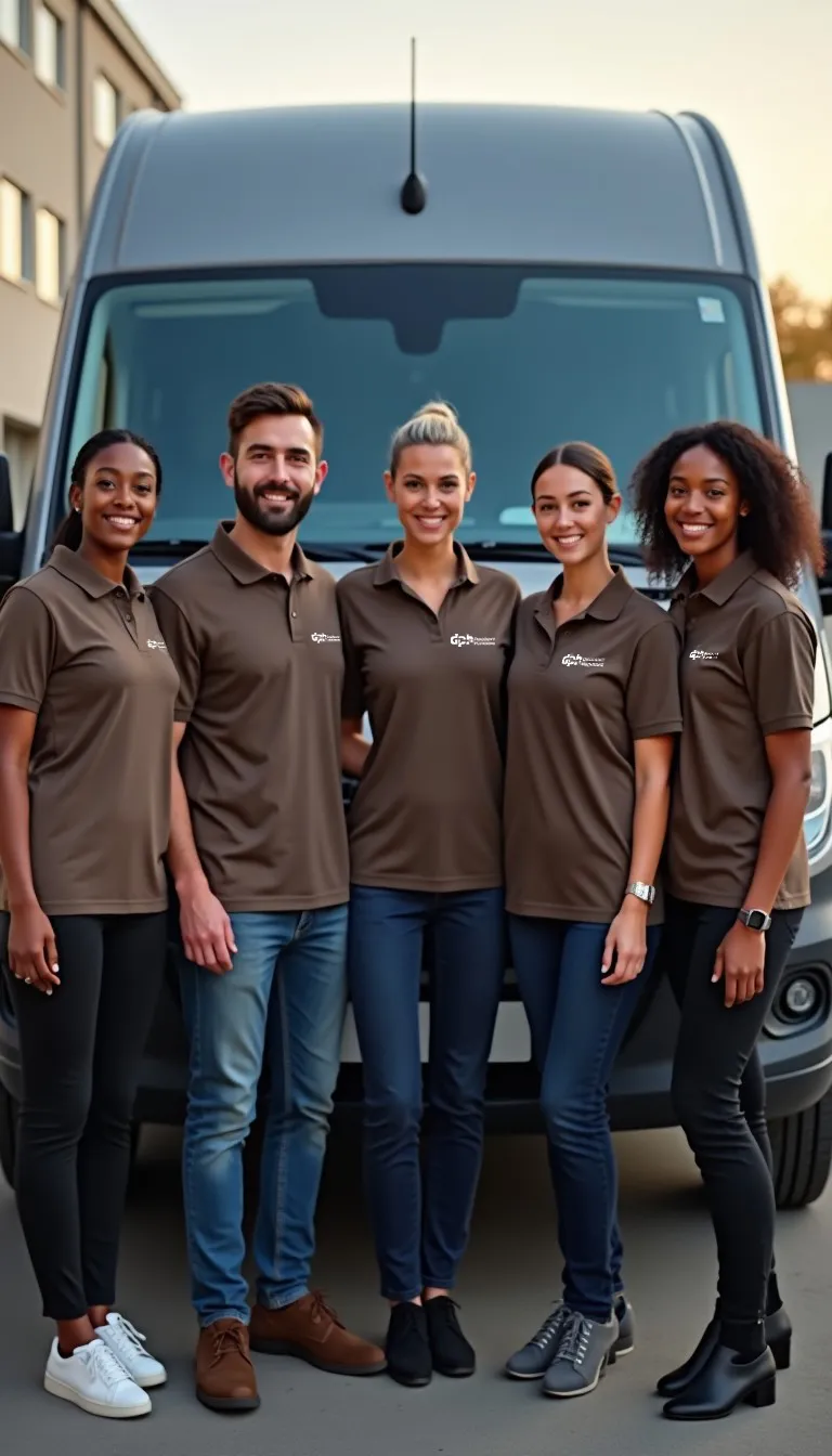 Crew in front of plumbing van
