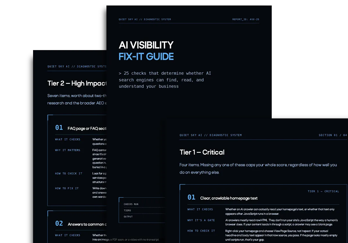 AI Visibility Fix-It Guide pages