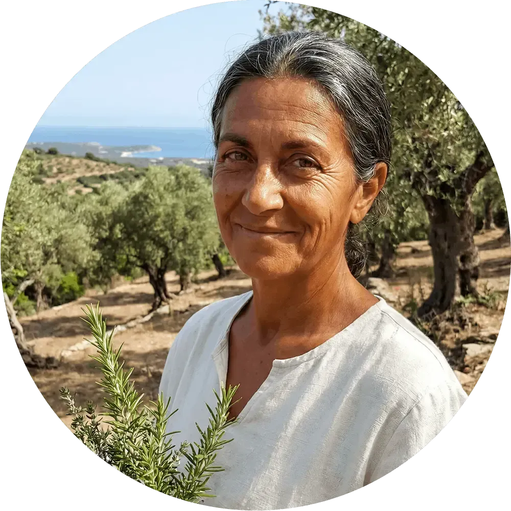 Gia Mura in an olive grove in Sardinia the creator of The Longevity Reset