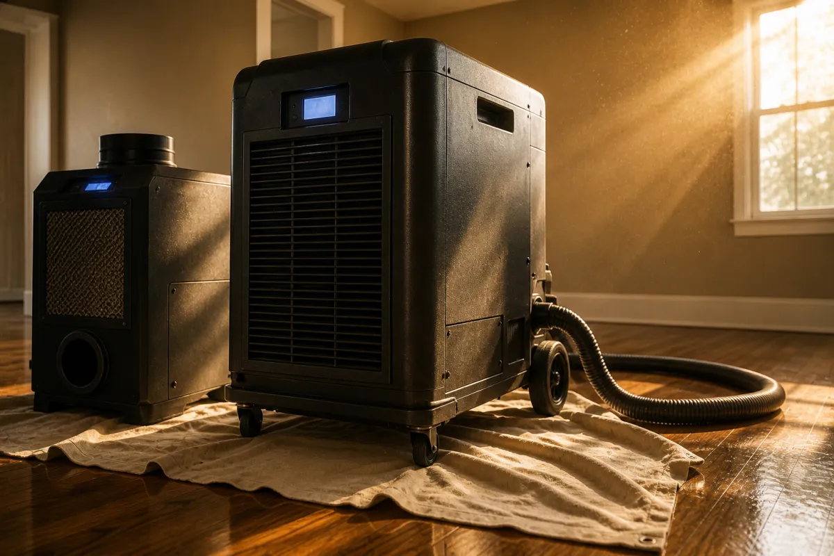 biohazard cleanup containment being set up in a houston home