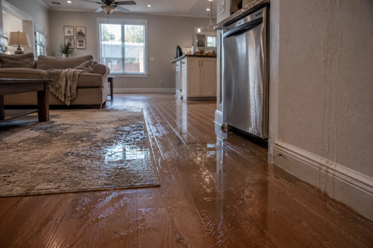 burst pipe water damage being cleaned up in a houston home