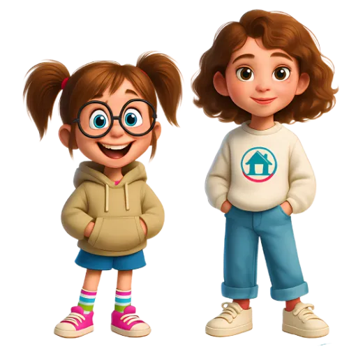 Charactures of Quincey and Hazel
