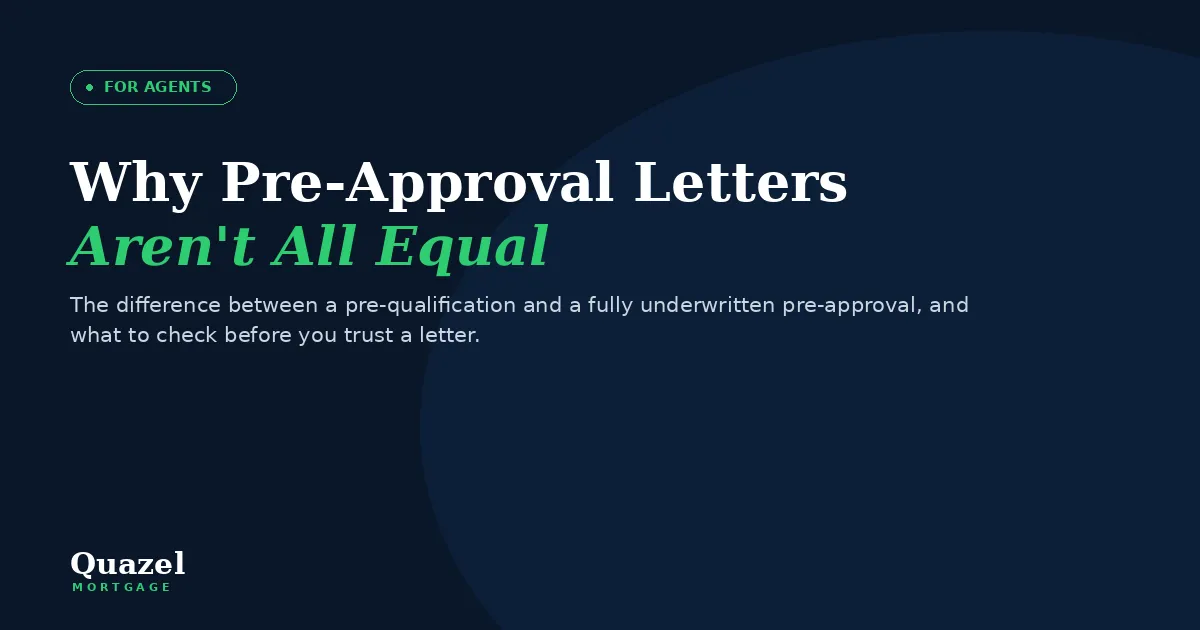 Navy blue back ground with the title Why Pre-Approvals letters aren't all equal.
