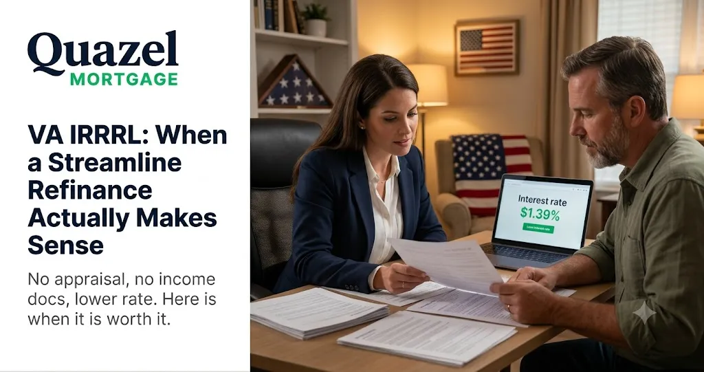 Quazel Mortgage blog cover image for VA IRRRL Streamline Refinance, when it actually makes sense for veterans with an existing VA loan