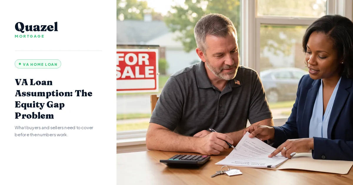 A new home seller looking at documents with a forsale sign in the back ground.