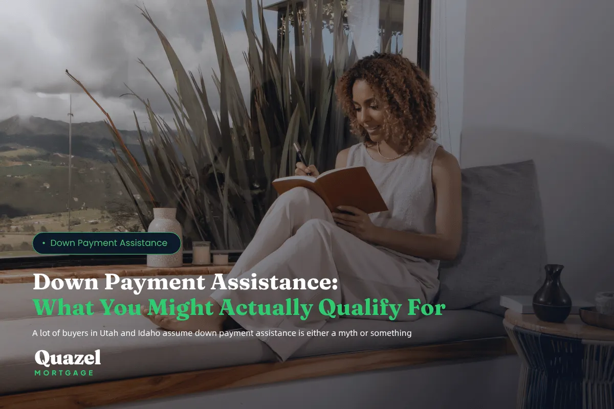 A young lady sitting on a couch by the window writing in her journal about the Down Payment Options available for a home Loan.