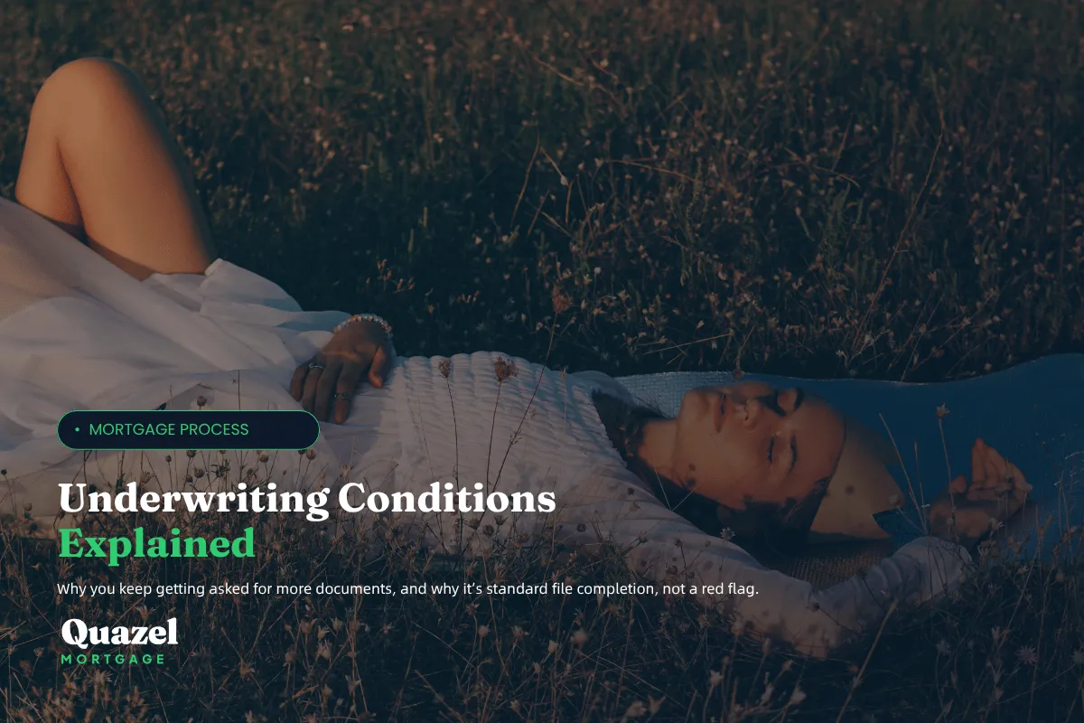 A girl laying in a field with her eyes shut peacefully that she understands the underwriting conditions on her loan.