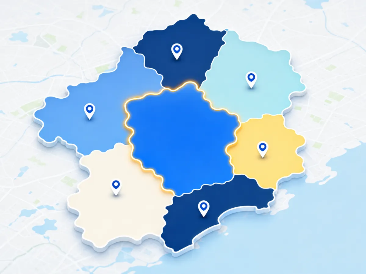 Abstract map grid showing available franchise territory lines
