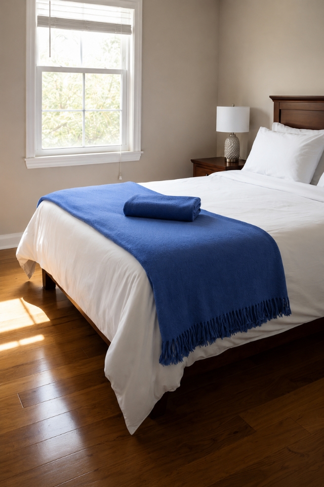 Pristine, deep-cleaned residential bedroom