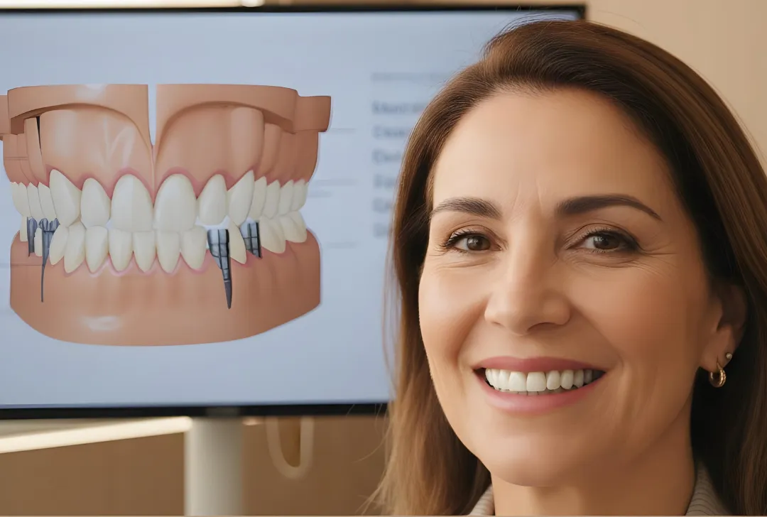 a woman getting her teeth brushed by a dentist